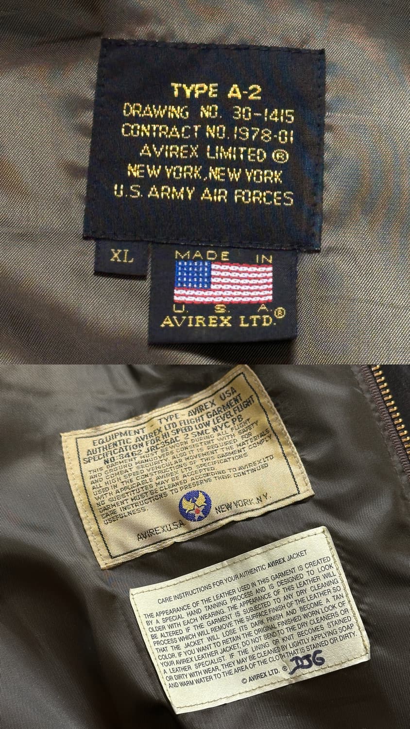 90's USA Made 빈티지 아비렉스 A2 레더 자켓 레더 봄버 상품이미지9