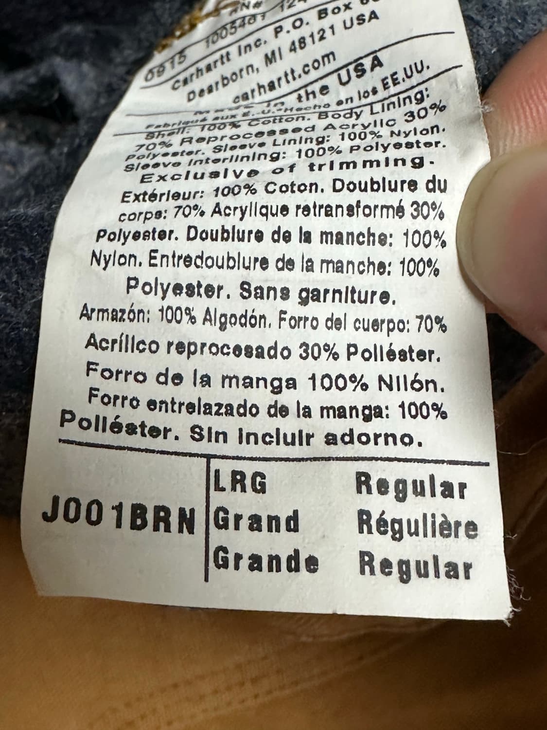 칼하트 J001 디트로이트 자켓 (USA 메이드 / L 사이즈) 상품이미지5