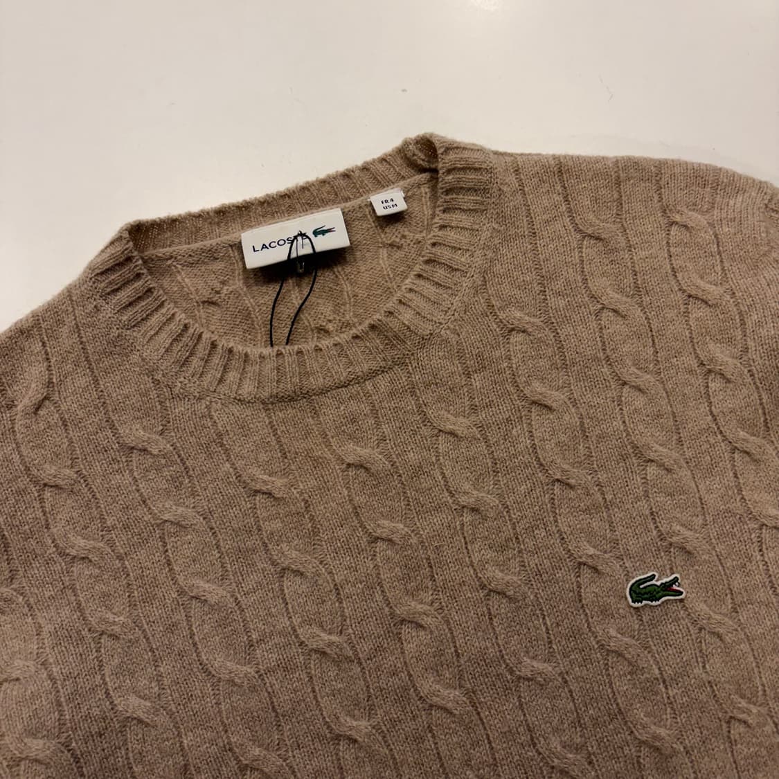 [M] 라코스테 재팬 케이블 니트 스웨터 베이지 D376 상품이미지3