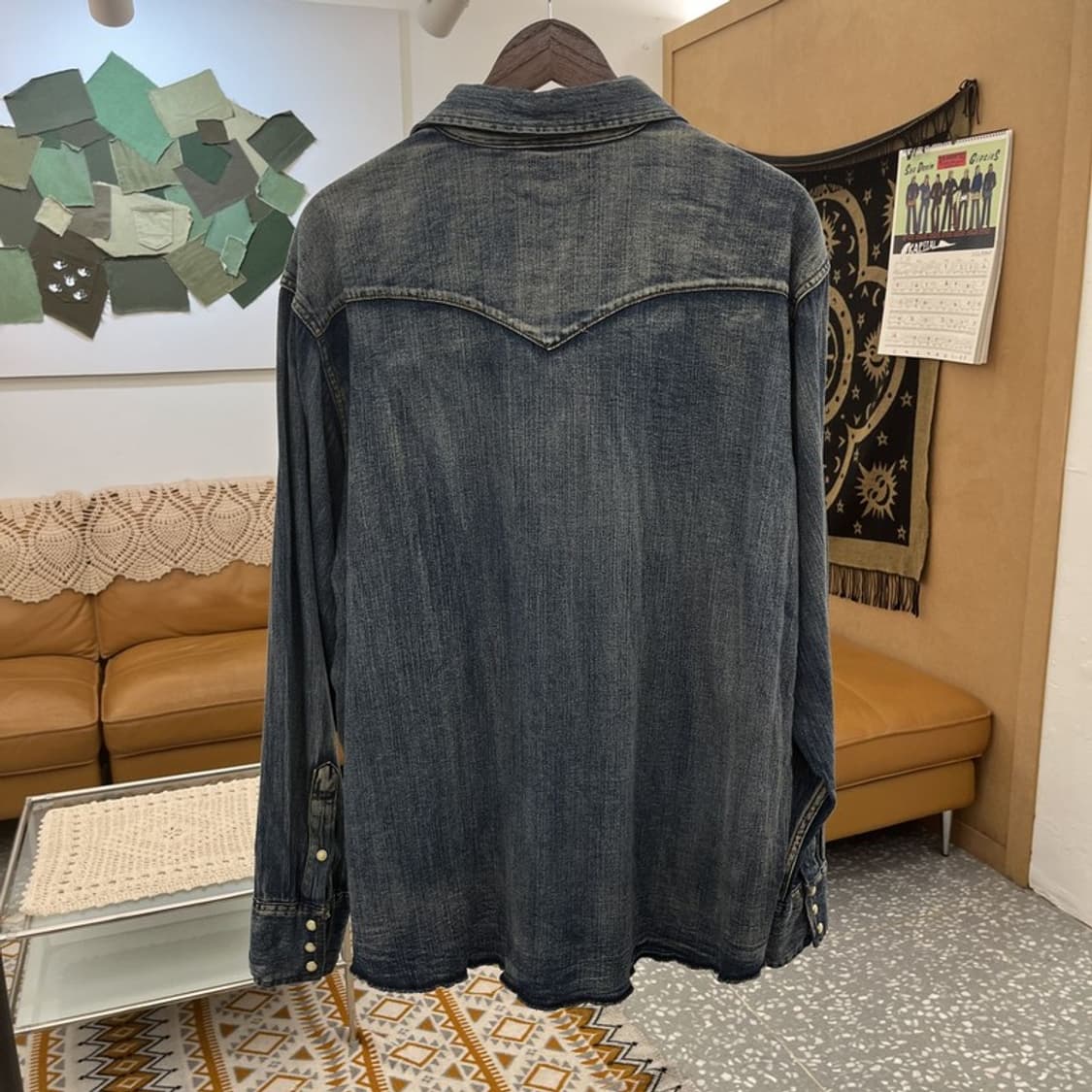 랭글러 컨트리 웨스턴 빈티지 워싱 데님 셔츠 XL C10872 상품이미지4