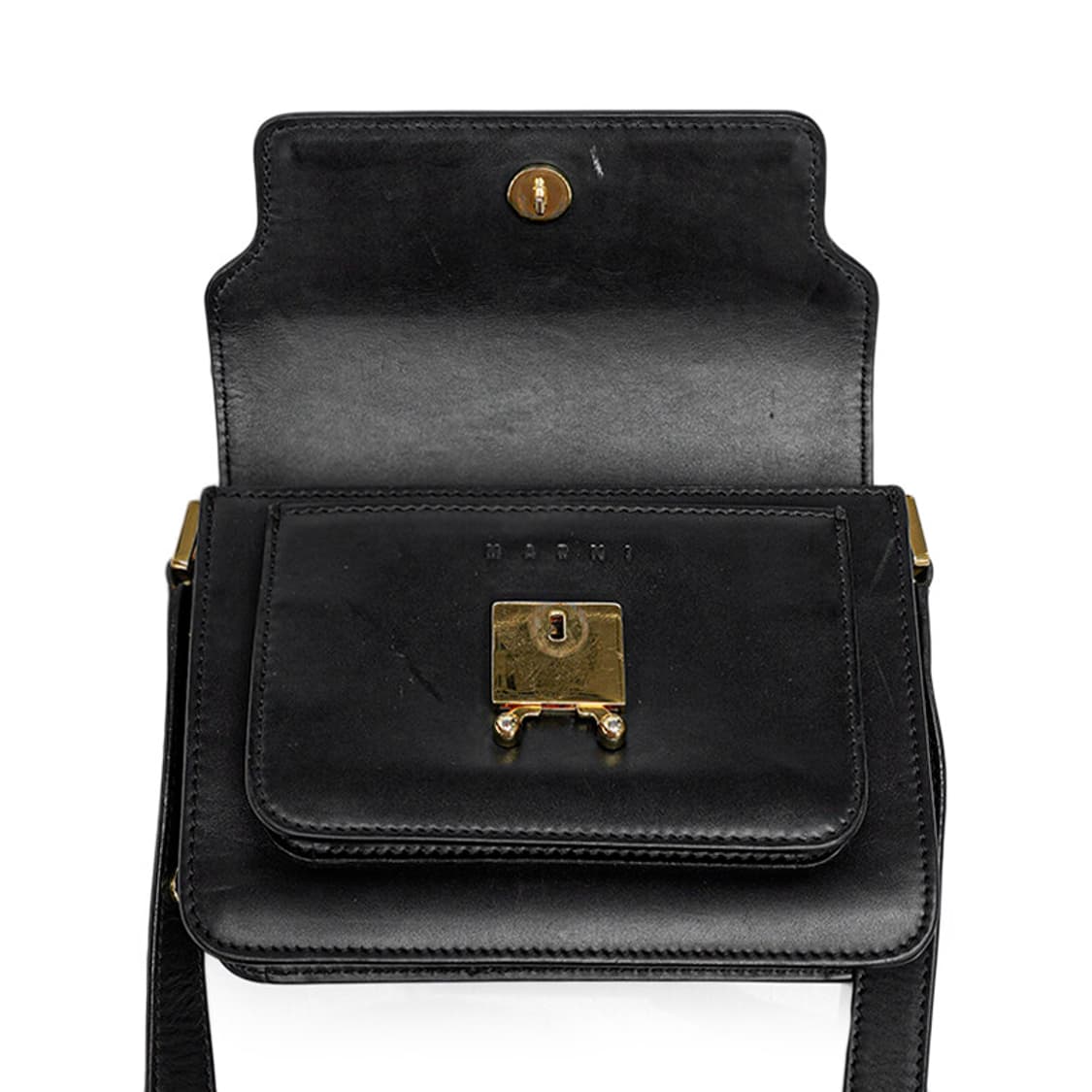(중고) 마르니 블랙 카프스킨 트렁크 미니 숄더백 상품이미지5