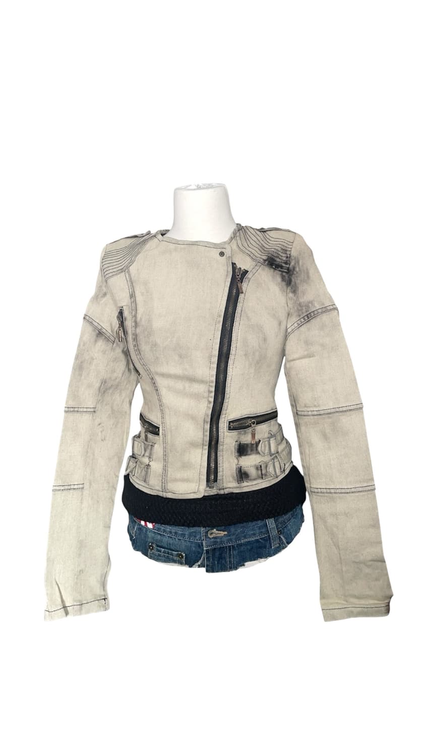 Y2k애쉬베이지 사선 자켓 (44-마른55추천) 상품이미지6