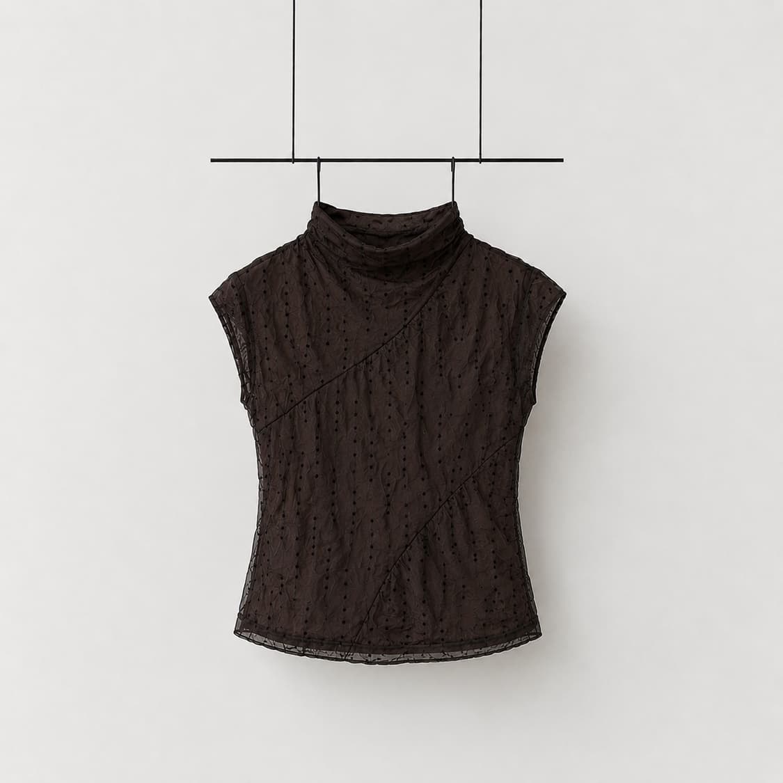 Mesh Dot High Neck Top 상품이미지7
