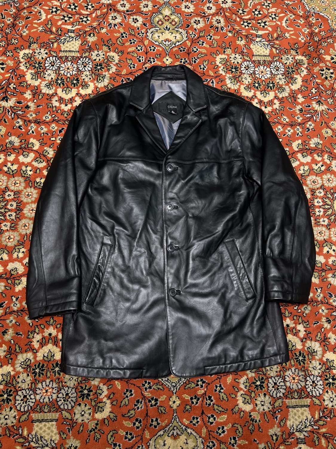CEZANI 빈티지 양가죽 리얼레더 카코트 가죽자켓 블랙 XL 상품이미지1