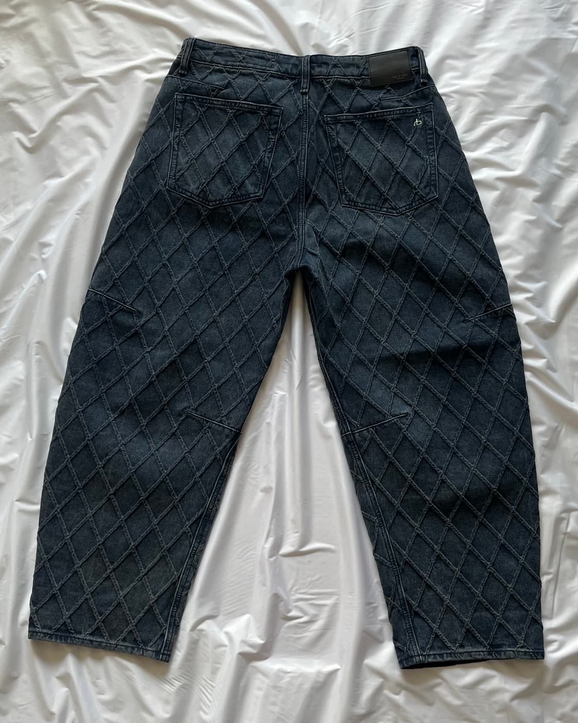 Rag&bone dark blue quilted wide leg jean 상품이미지5