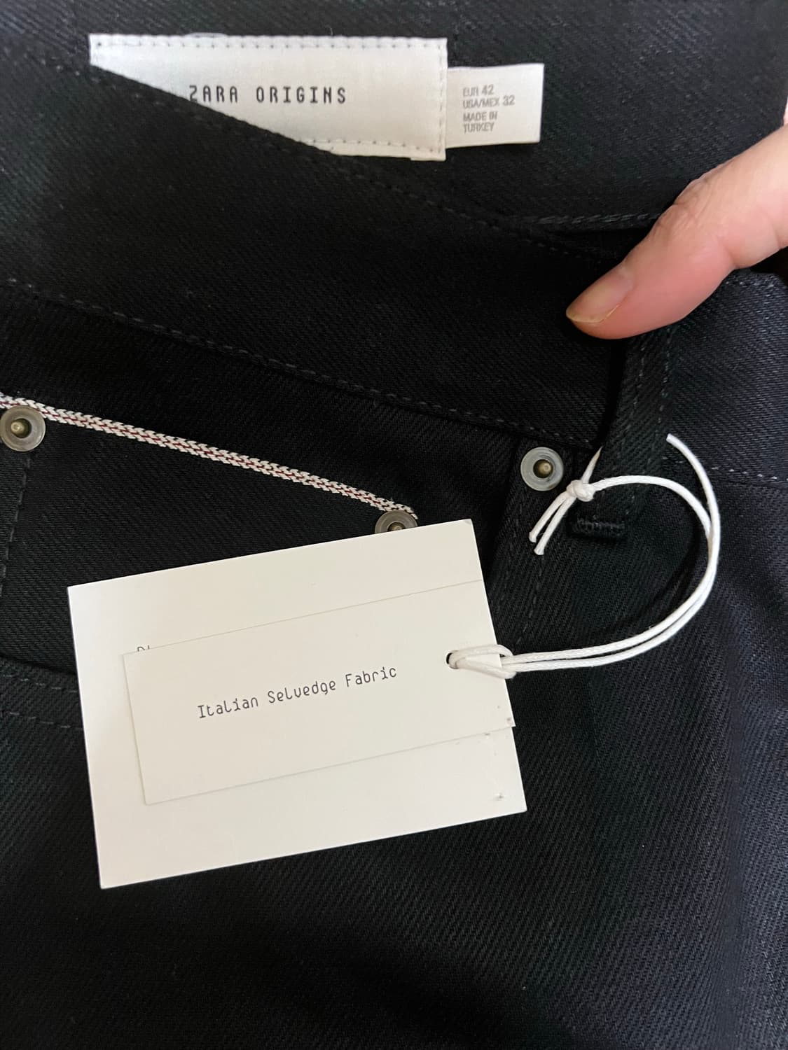 자라 오리진 이탈리아 셀비지 블랙 데님 플레어핏 상품이미지7