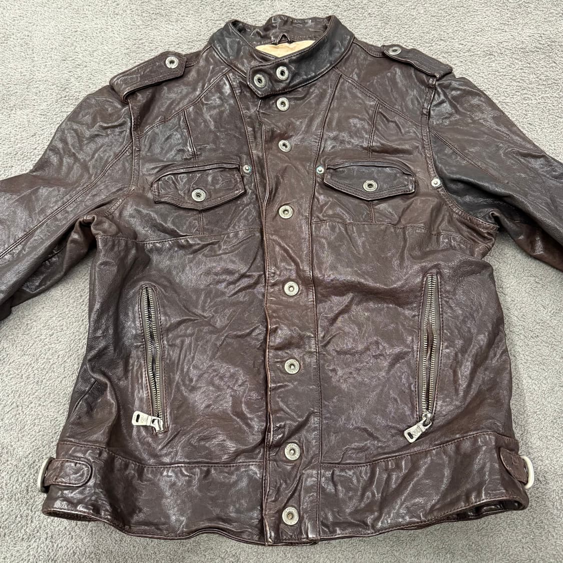 [정품] 돌체앤가바나 코팅 레더 자켓 브라운 상품이미지3