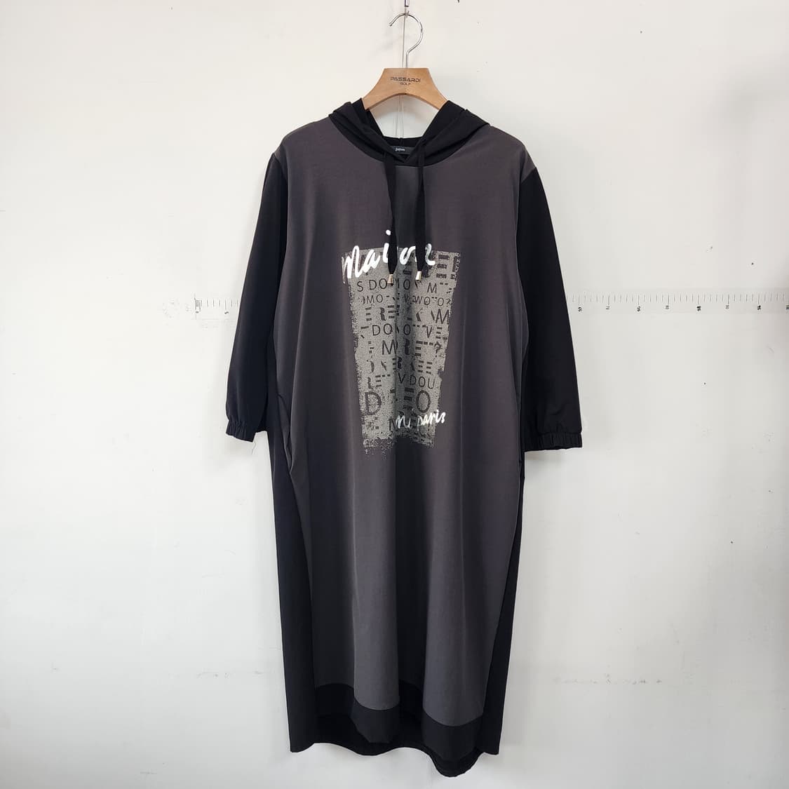 Datum 후드 롱 원피스 블랙/회색 상품이미지1