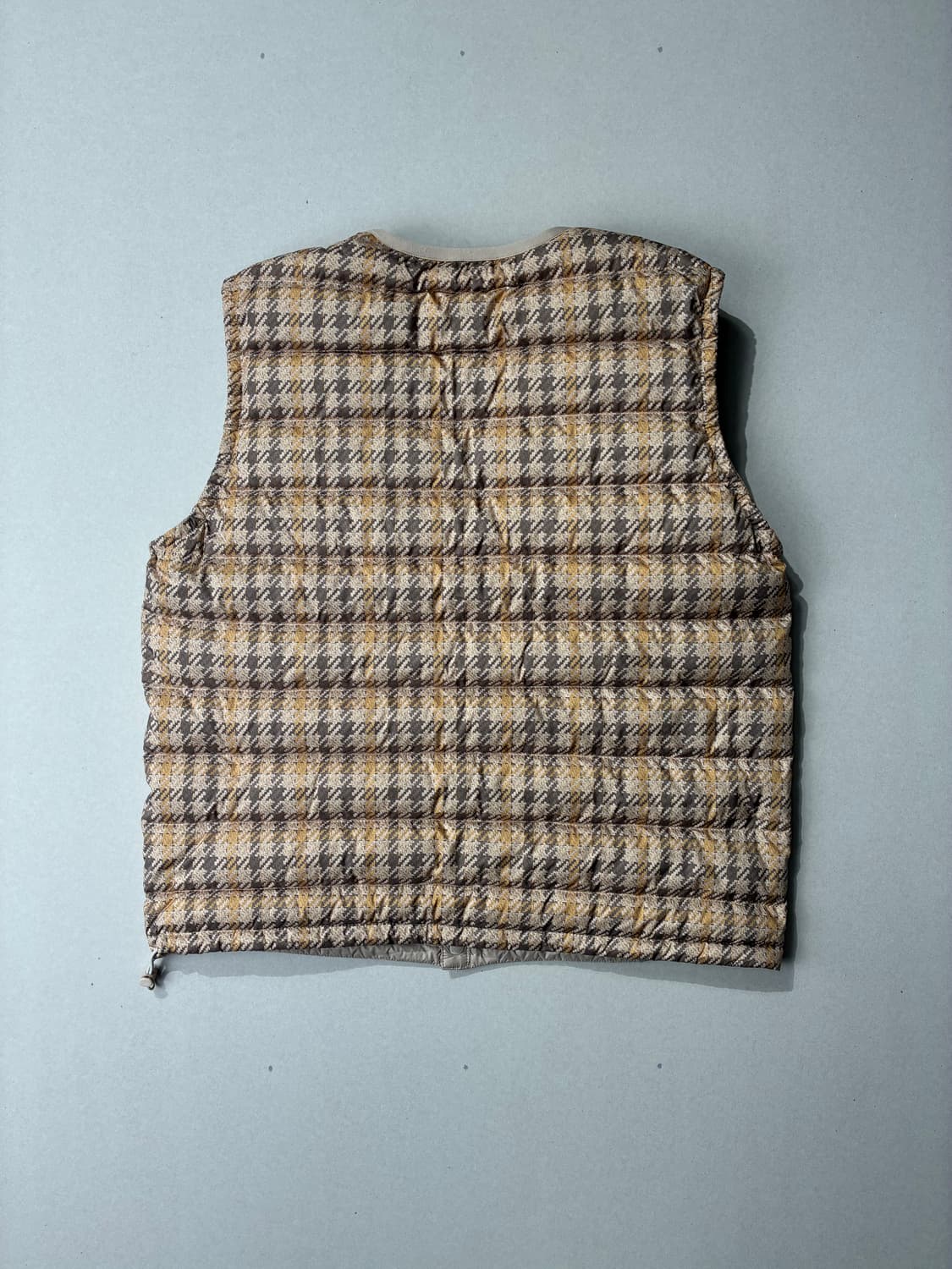 (W)DANTON 단톤 이너 다운 크루넥 베스트 베이지 체크 S사이즈 상품이미지4