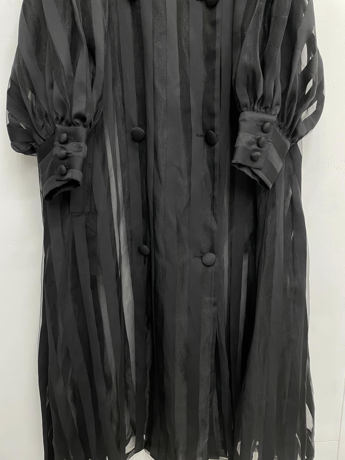 VanNzilL 블랙 시스루 프릴 카라 롱 원피스 F 상품이미지4