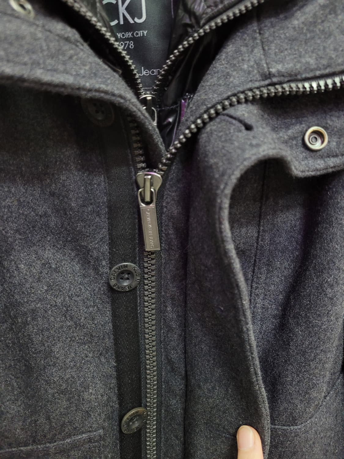 CKJ 캘빈클라인 그레이 양모 패딩 점퍼 (내피분리형) 상품이미지4