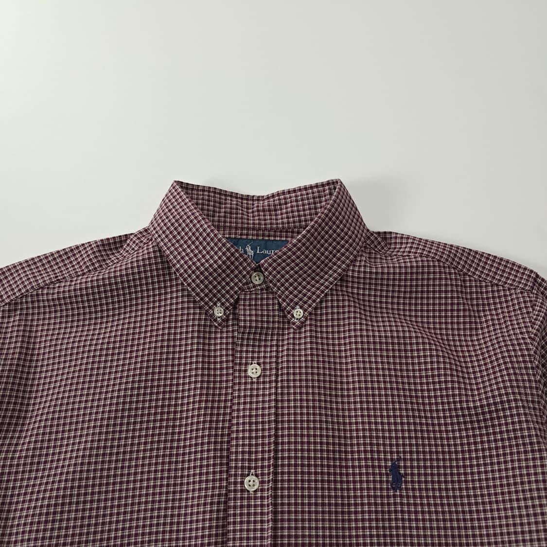 CK287 XL 폴로 90s 버건디 마이크로 타탄 체크 셔츠 남방 상품이미지2