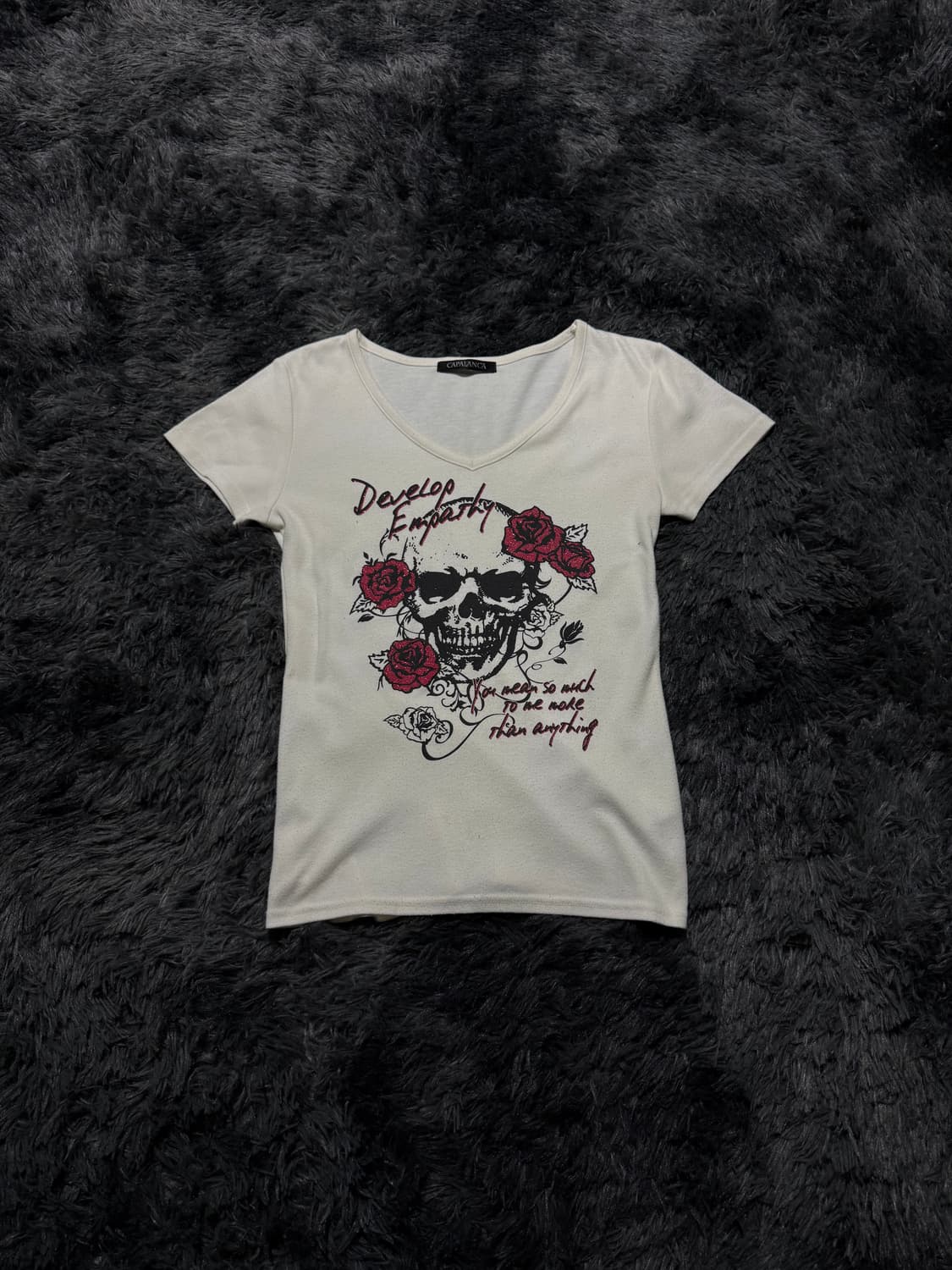 해골 장미 레터링 프린팅 y2k 반팔 상품이미지3