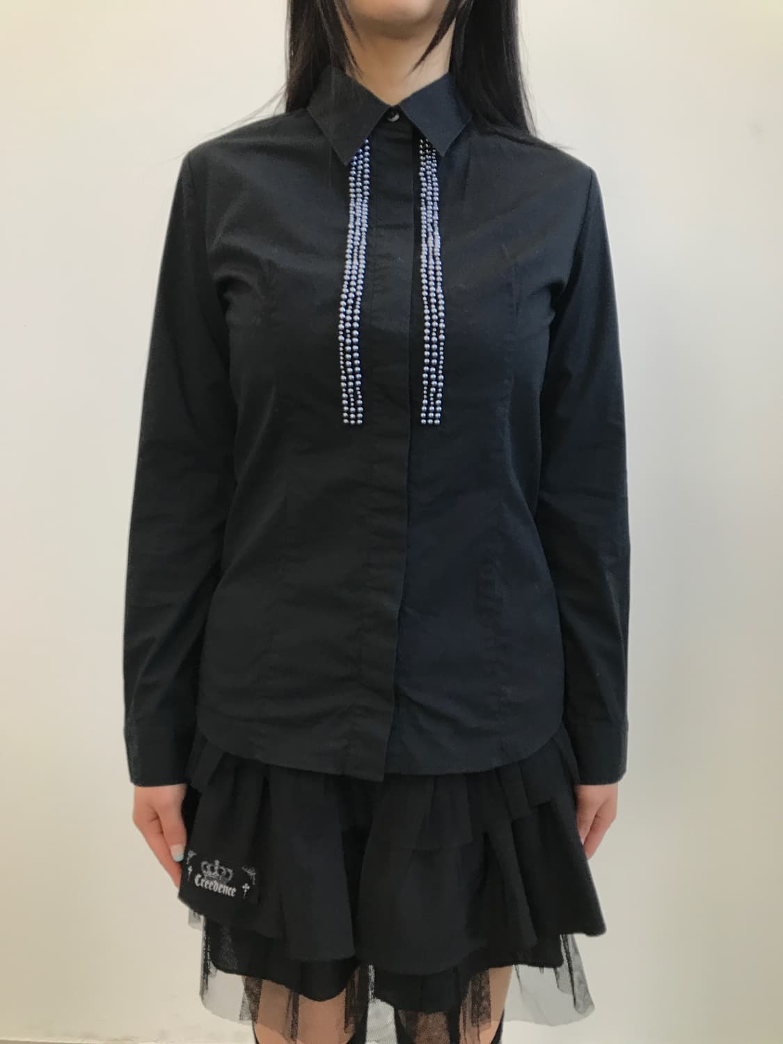 INED Beaded Detail Black Shirt 상품이미지2