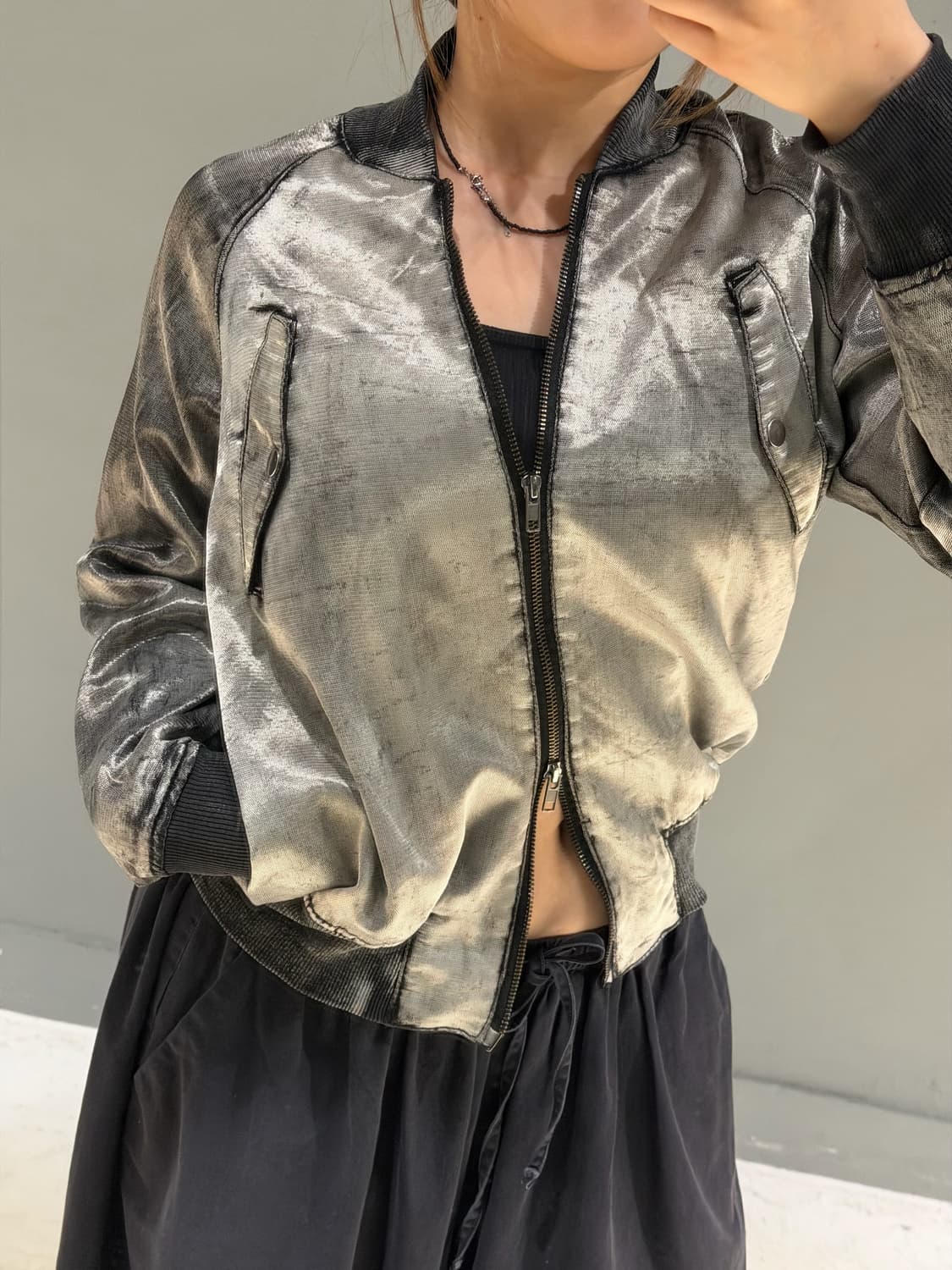 Distressed washing bomber jacket 상품이미지3