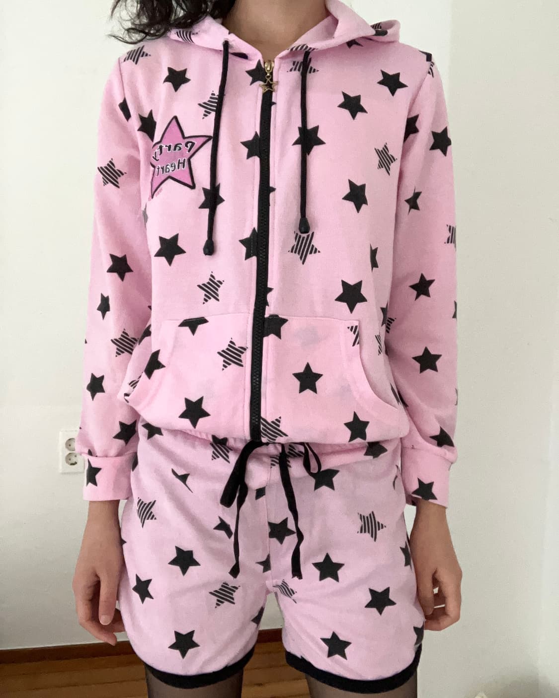 핑크 스타 점프슈트 후드집업 상품이미지1