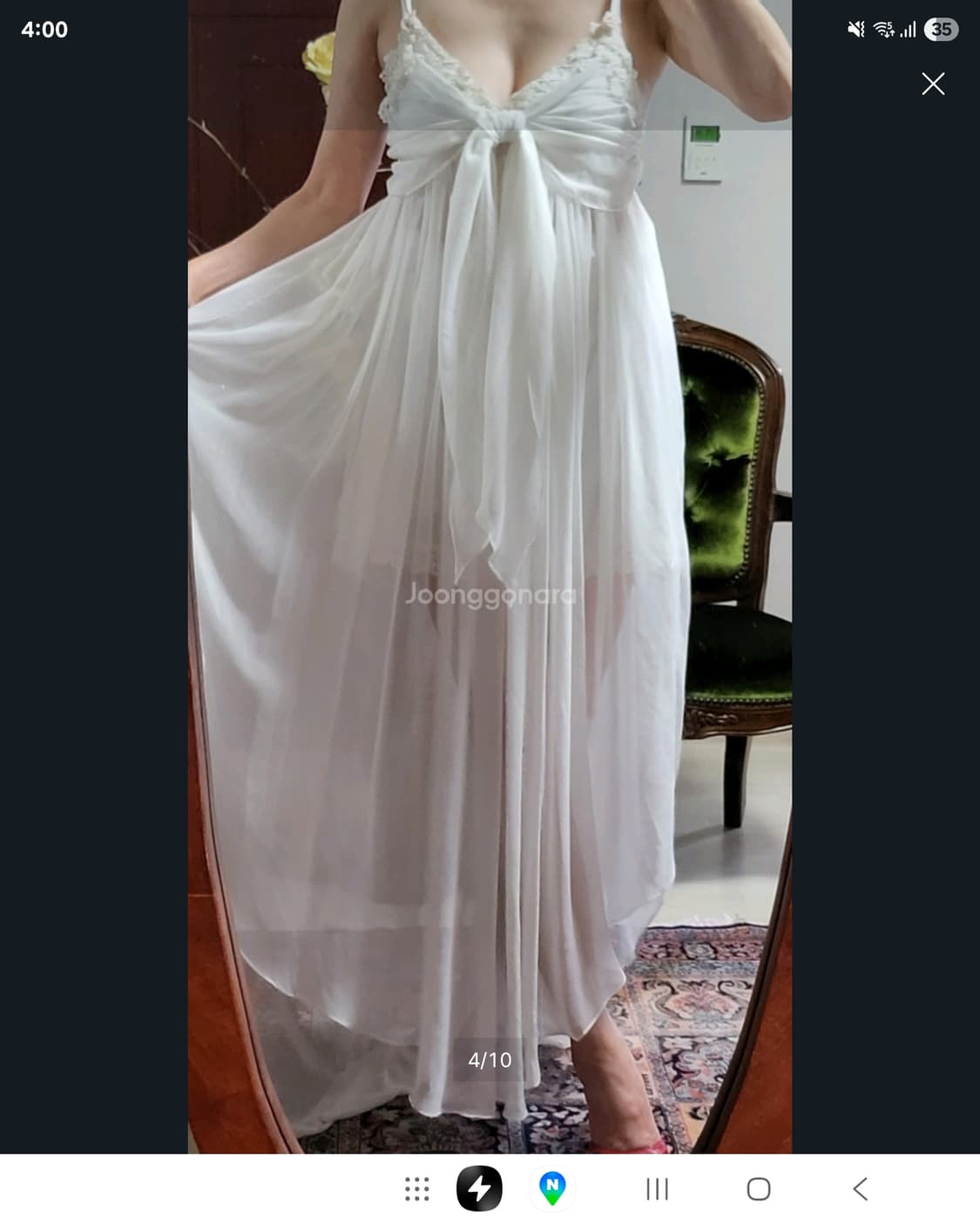 명품 수입 잠옷 나이트 웨어 Jonquil 시쓰루 화이트  상품이미지2