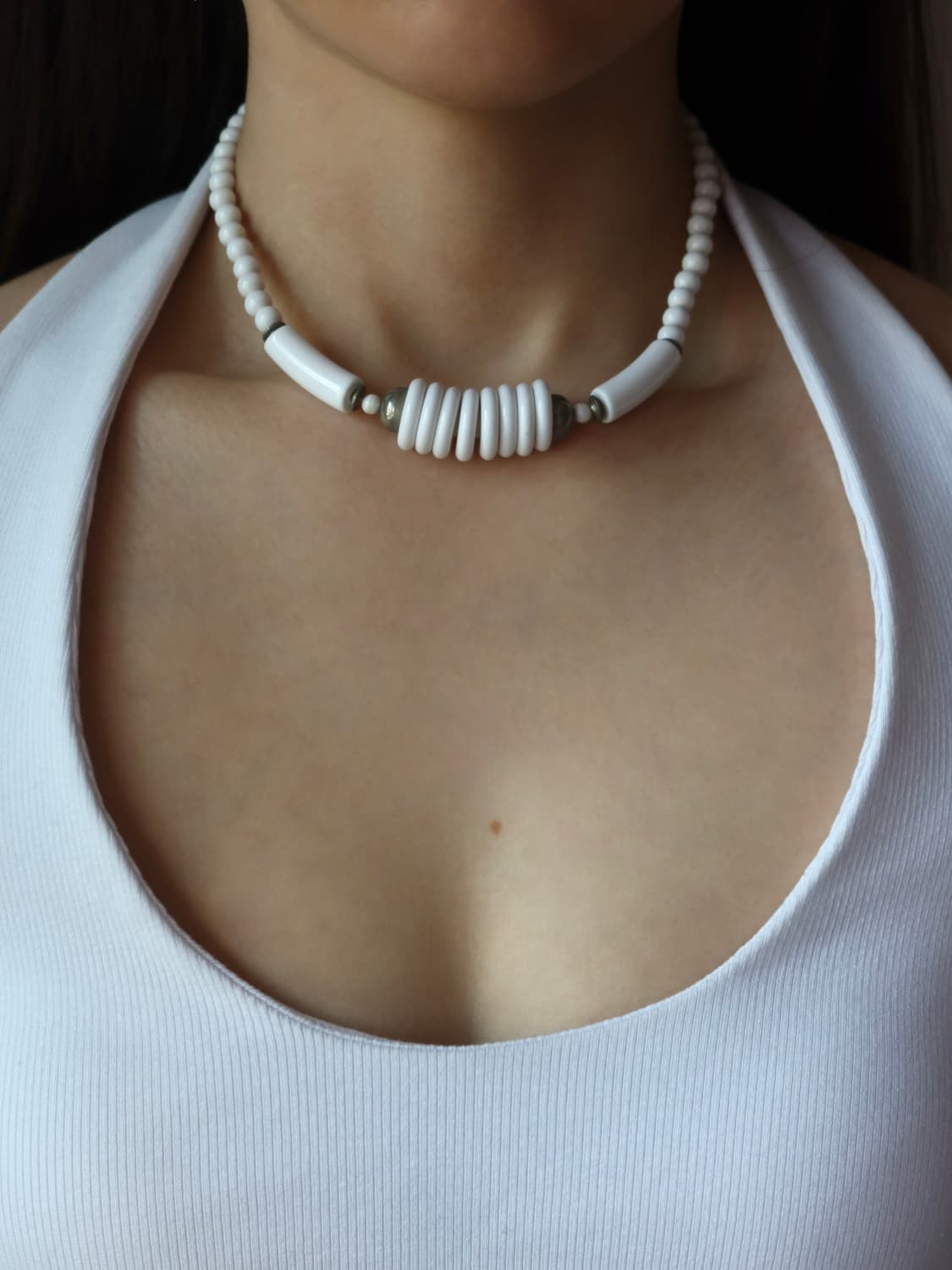 white tube necklace 상품이미지1