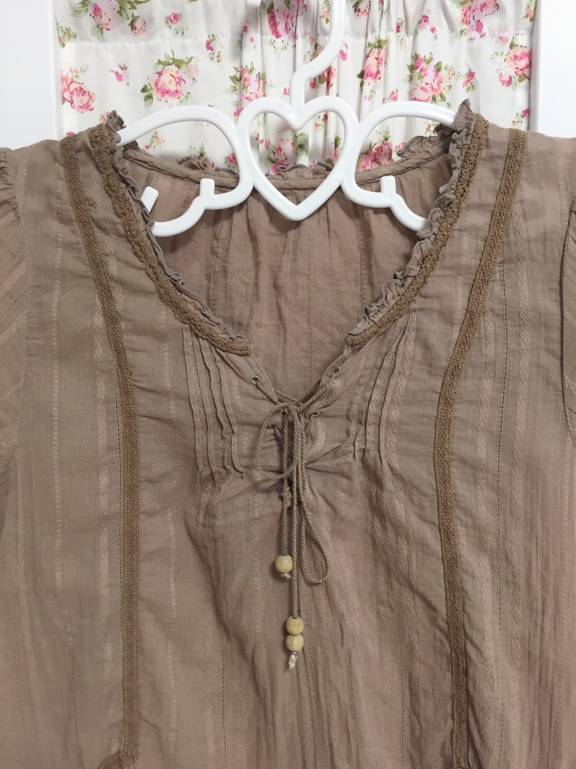 빈티지 모리걸 브라운 반팔 블라우스 상품이미지3