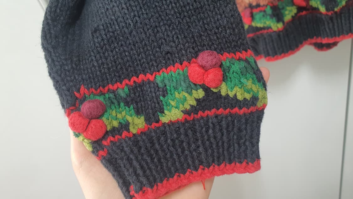 빈티지 핸드메이드 핸드니트 크리스마스 곰돌이 테디베어 니트 스웨터 상품이미지4