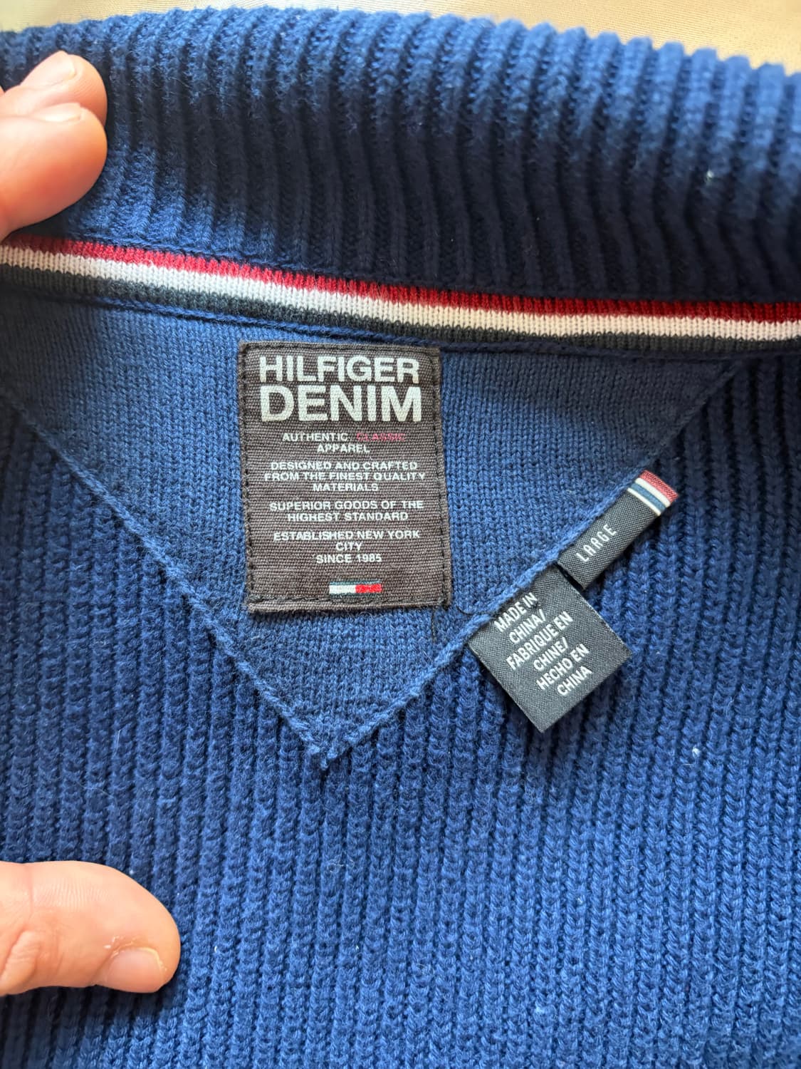 타미힐피거 데님 니트 집업 네이비(L) 상품이미지8