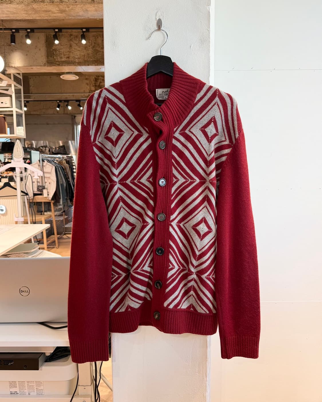 에르메스 레드 울 패턴 가디건  상품이미지2