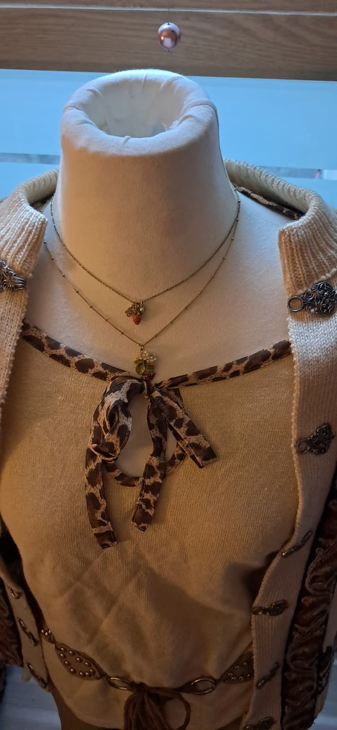 갸루 호피 리본 블라우스 상품이미지2