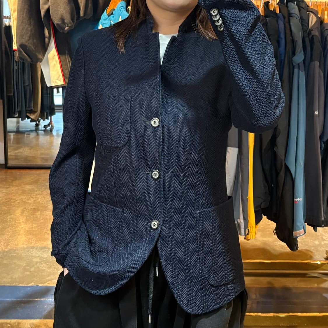 솔리드옴므 네이비 면 블레이져 상품이미지1