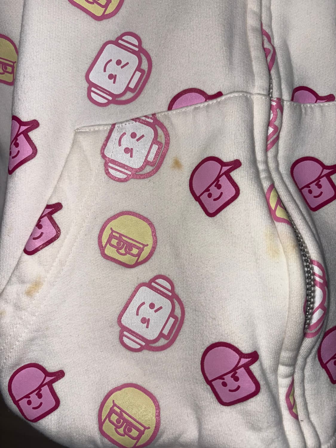 빈티지 뱅크 레고 딸기우유 핑크 후드집업 상품이미지2