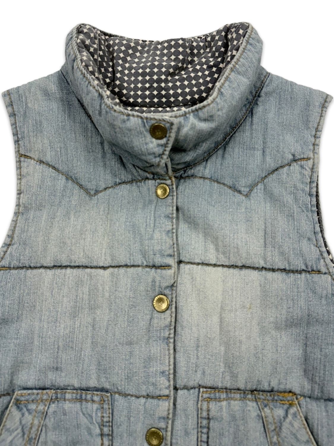 빈티지 데님 하이넥 패딩 베스트 상품이미지3