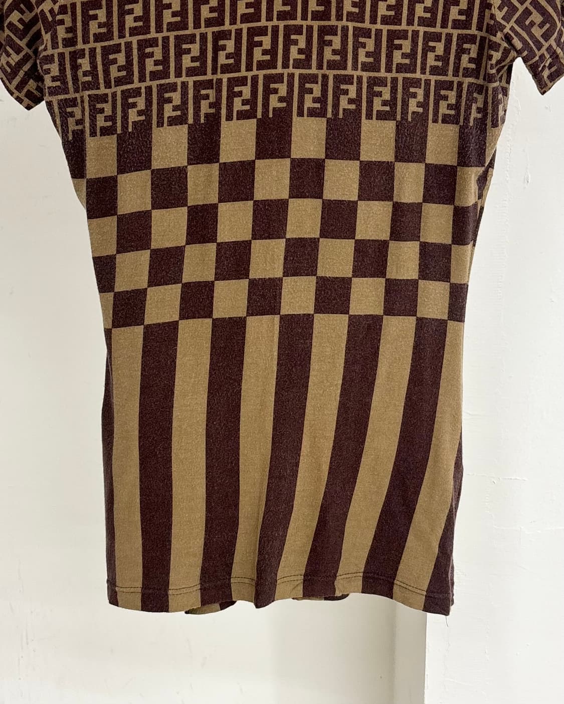 펜디 브라운 주카 패턴 코튼 하프 티셔츠 상품이미지5