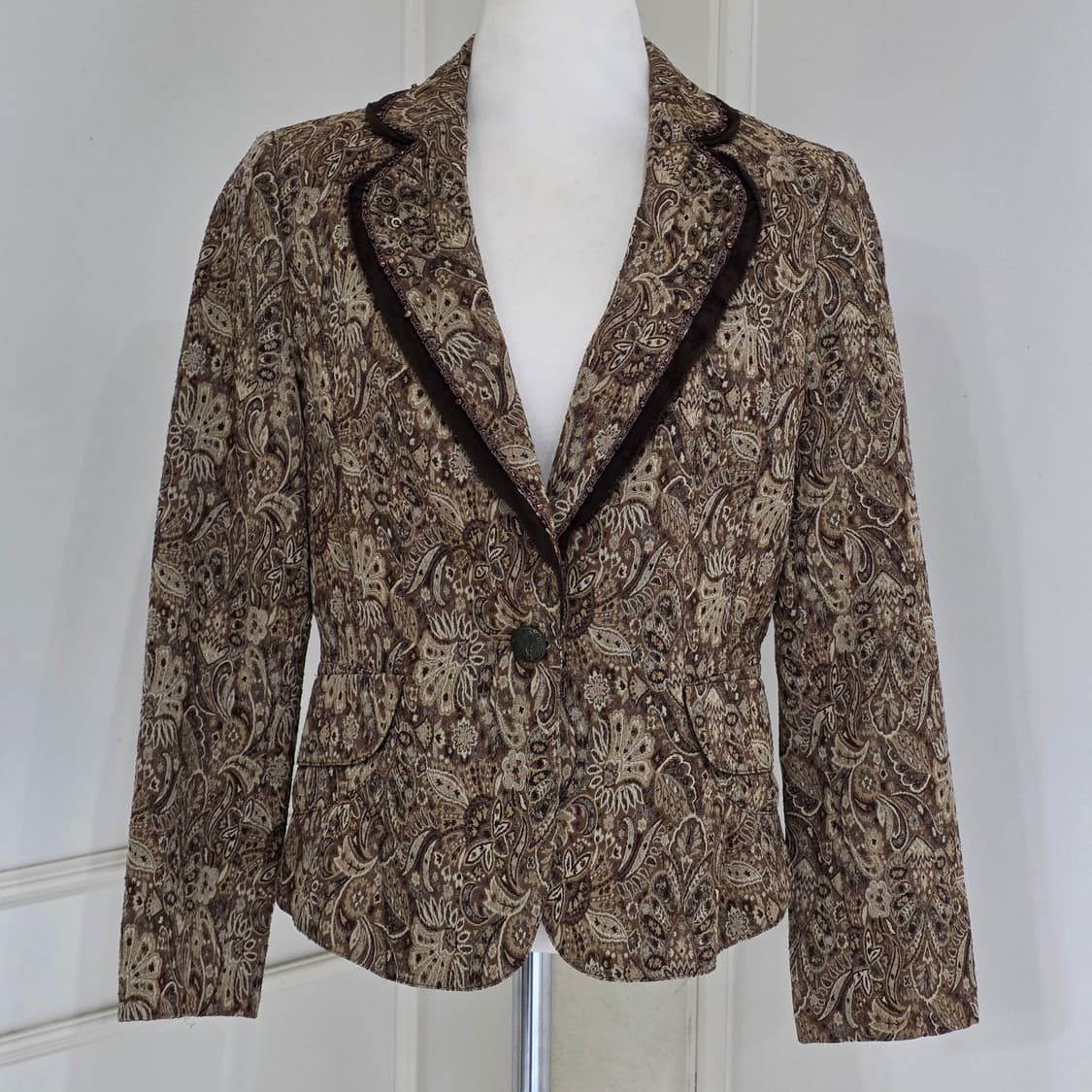 빈티지)페이즐리 앤틱 로맨틱 브라운 모리걸st 비즈 여성자켓 상품이미지2