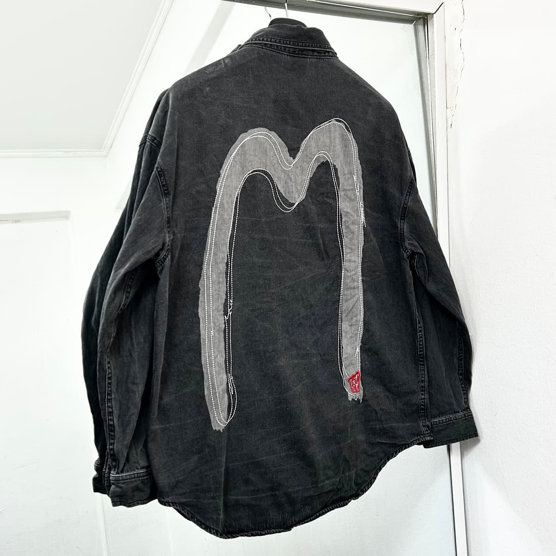 에비수 빅로고 흑청 데님 셔츠 상품이미지1