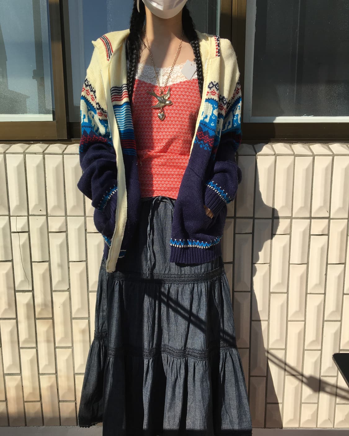 Bear pattern knit hood zip up 상품이미지7