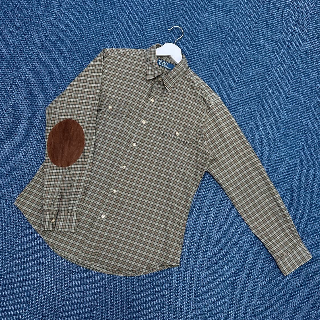 [M] 폴로 엘보 패치 체크 셔츠 상품이미지1