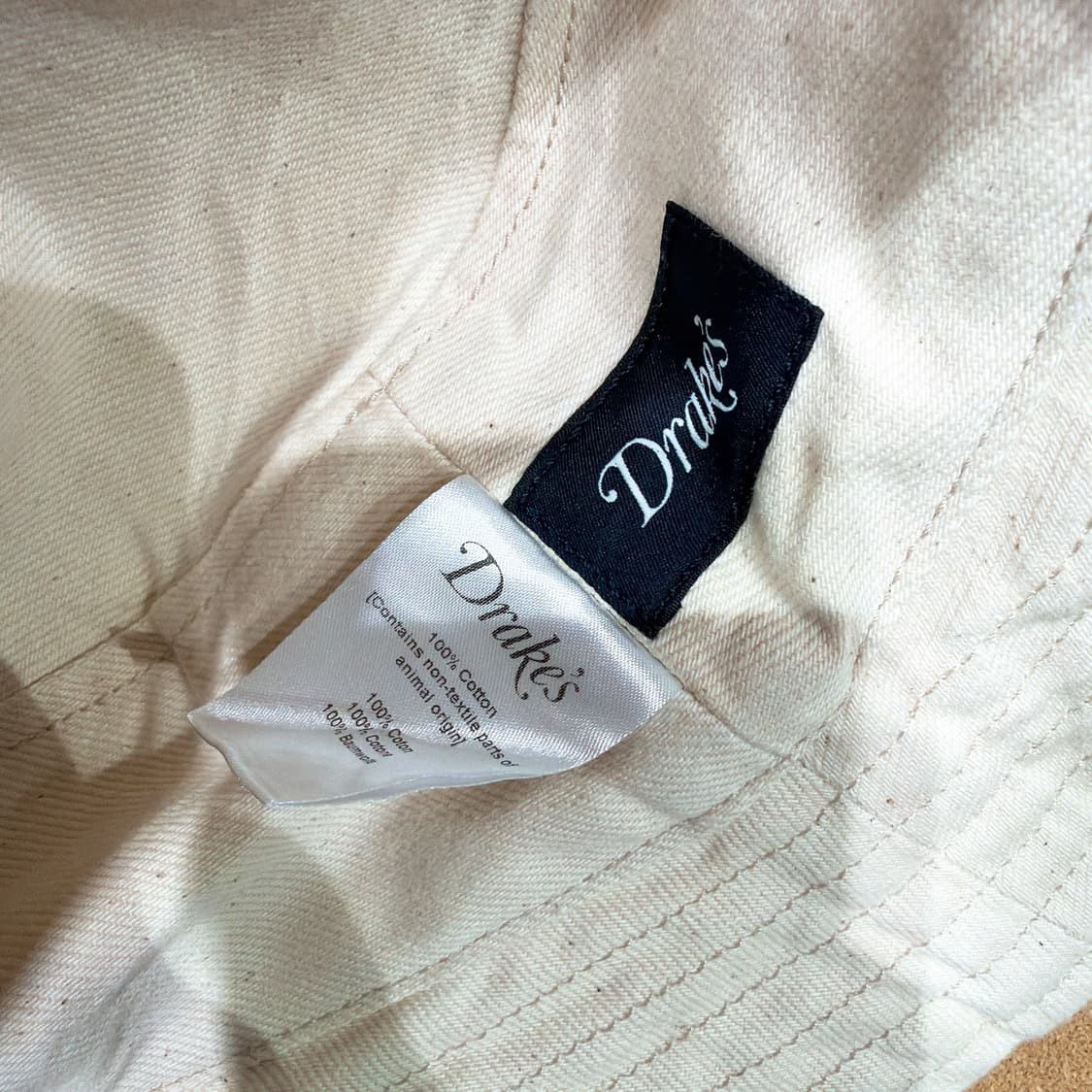 (정품/새상품) Drake's 드레익스 남성 에크루 헤비 코튼 버킷햇 상품이미지3