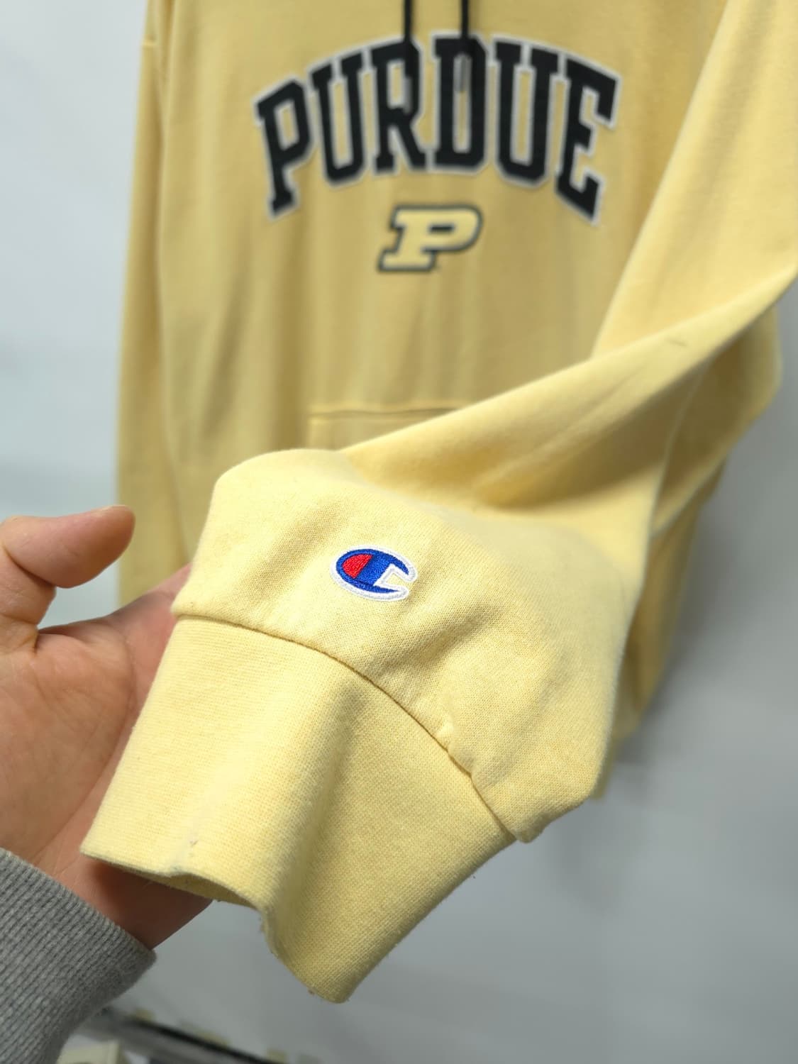(빅사이즈) 챔피온 퍼듀 자수 로고 옐로우 후드티 (110~115) 상품이미지5