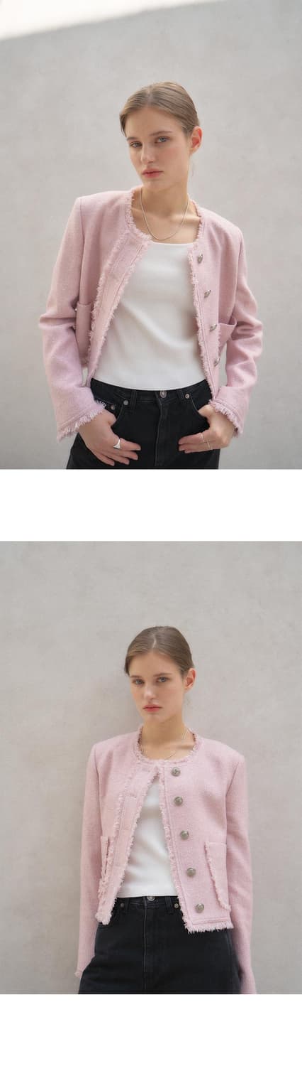 루에브르 Fringe collarless tweed jacket 2사이즈 상품이미지2