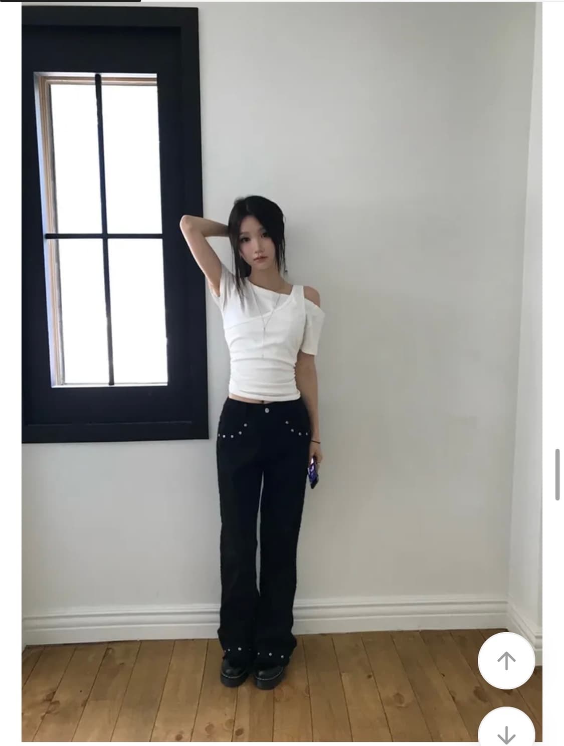 유색 리벳 세미부츠컷 팬츠 상품이미지4