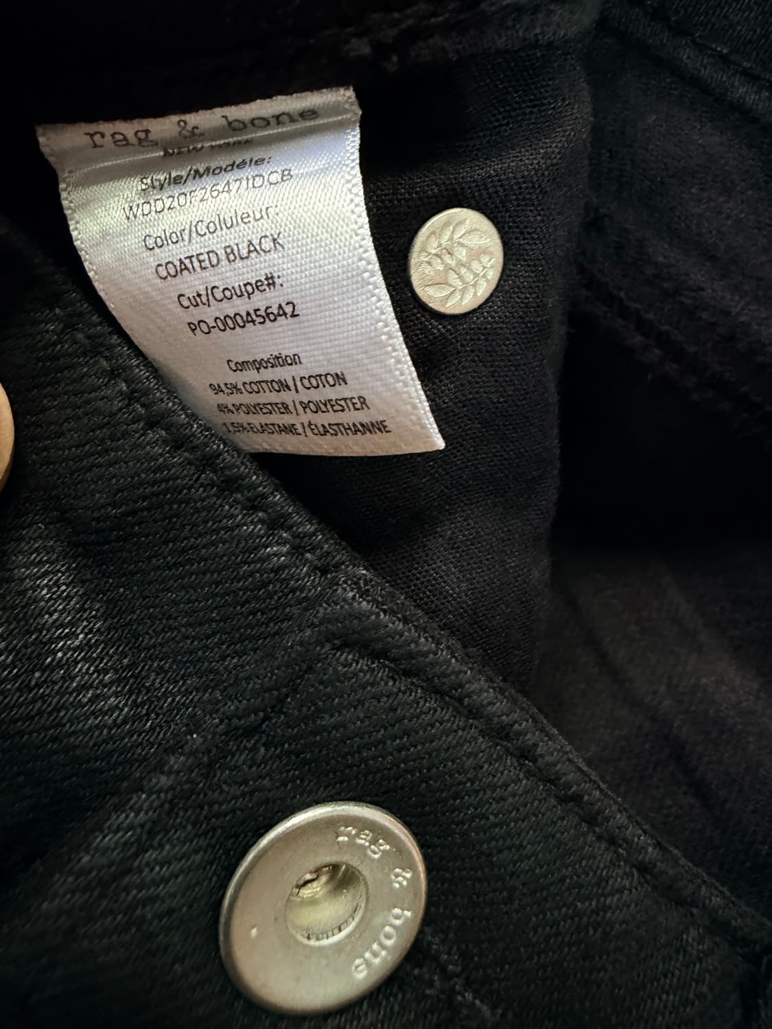 랙앤본 rag & bone 코티드 블랙 시가렛 데님 팬츠 상품이미지5