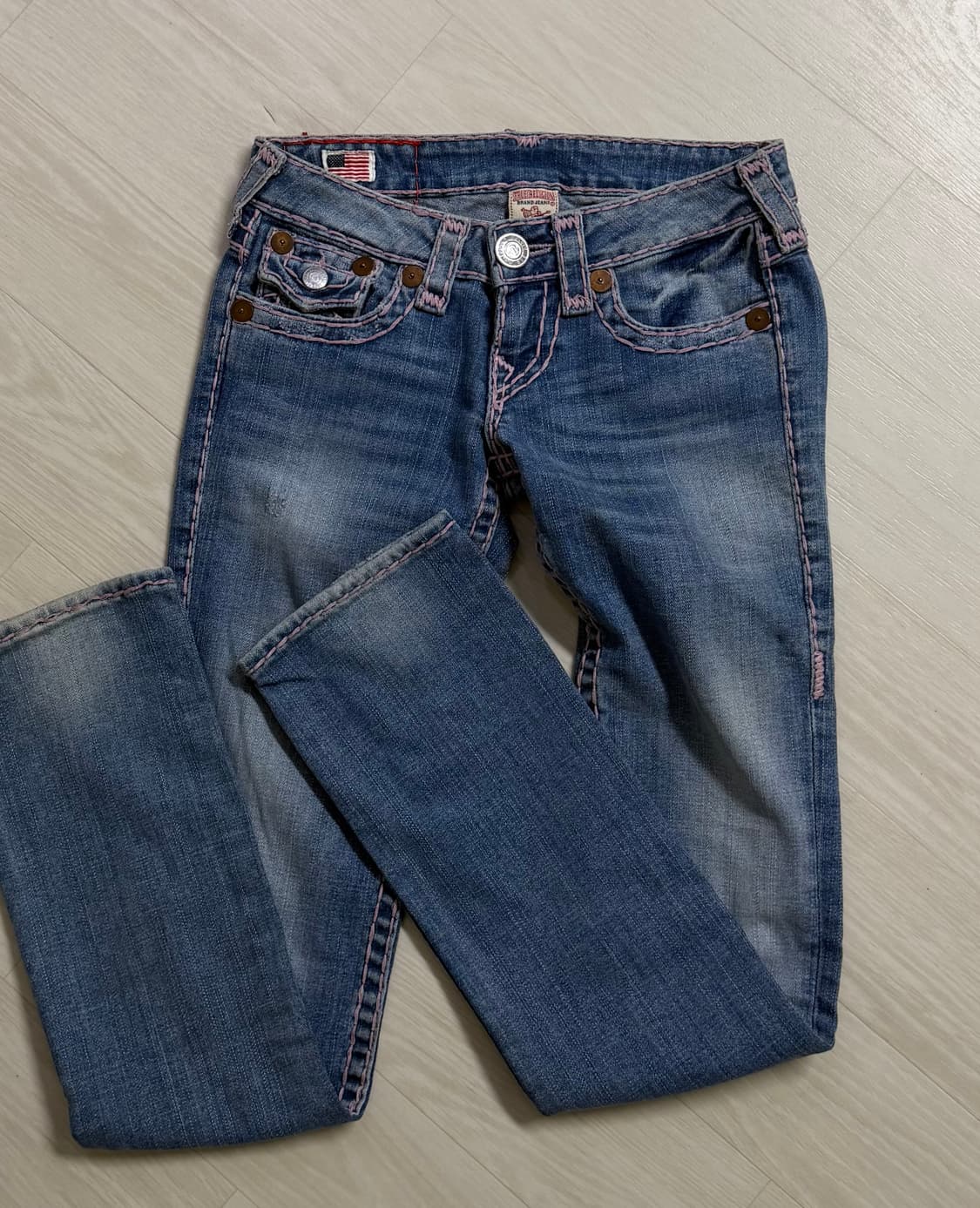 [대장] 트루릴리전 희귀 워싱 연청 핑크 데님 팬츠 청바지 상품이미지2