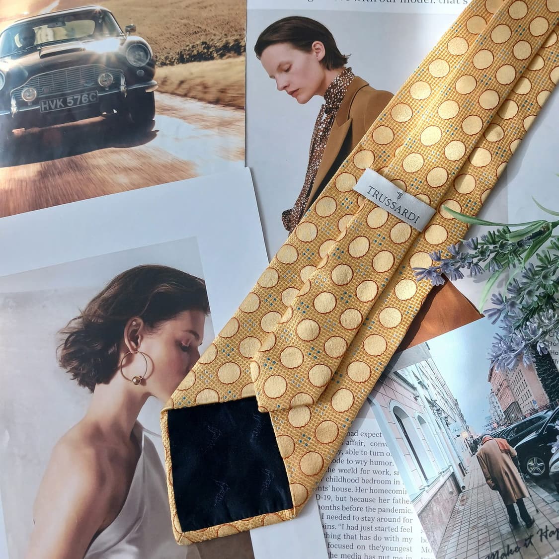 트루사르디 실크 옐로우 도트 넥타이 9.3cm A+등급 A18954
 상품이미지4