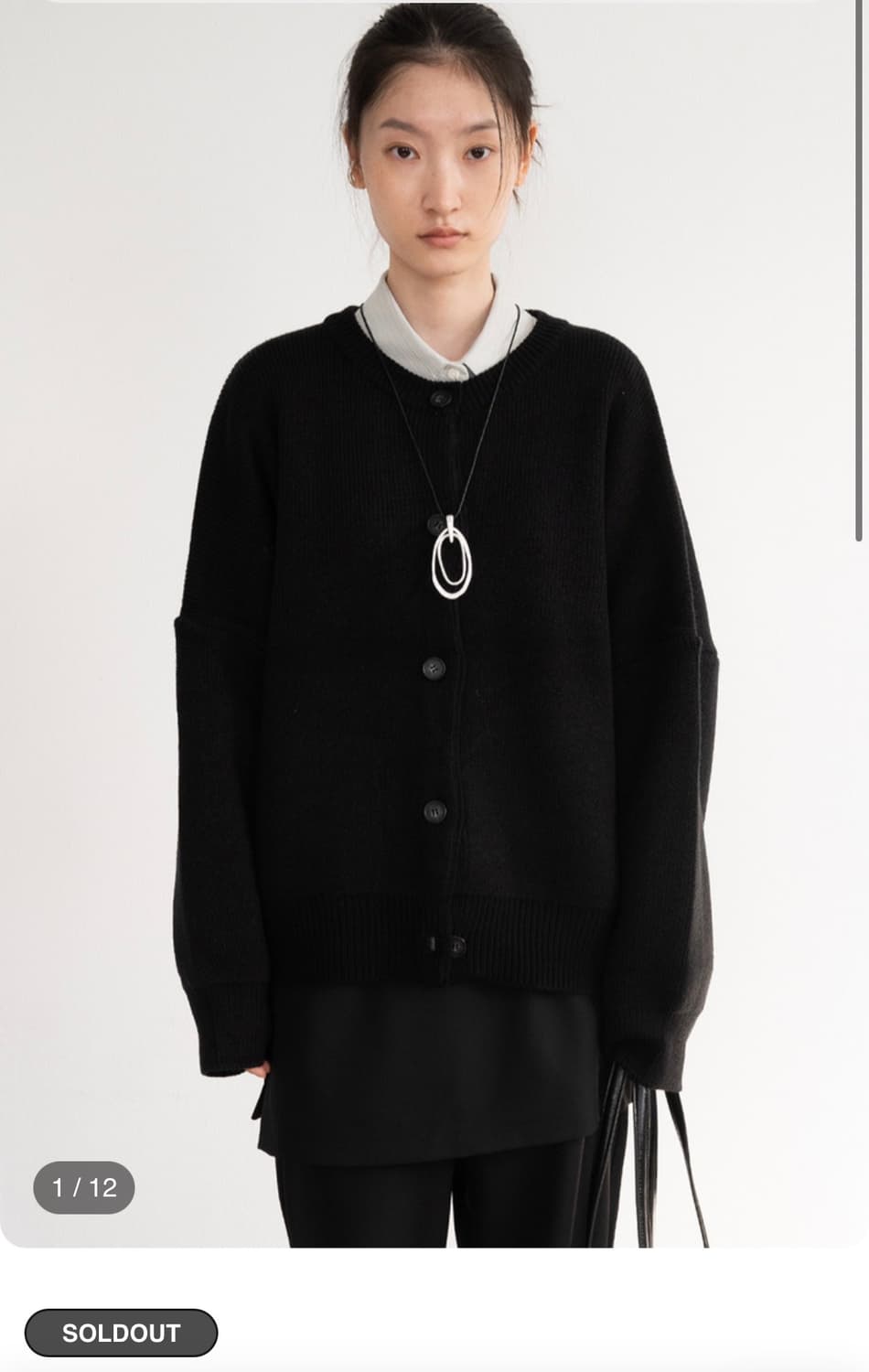 피키소사이어티 헤비 라운드 박시 가디건 블랙 상품이미지1