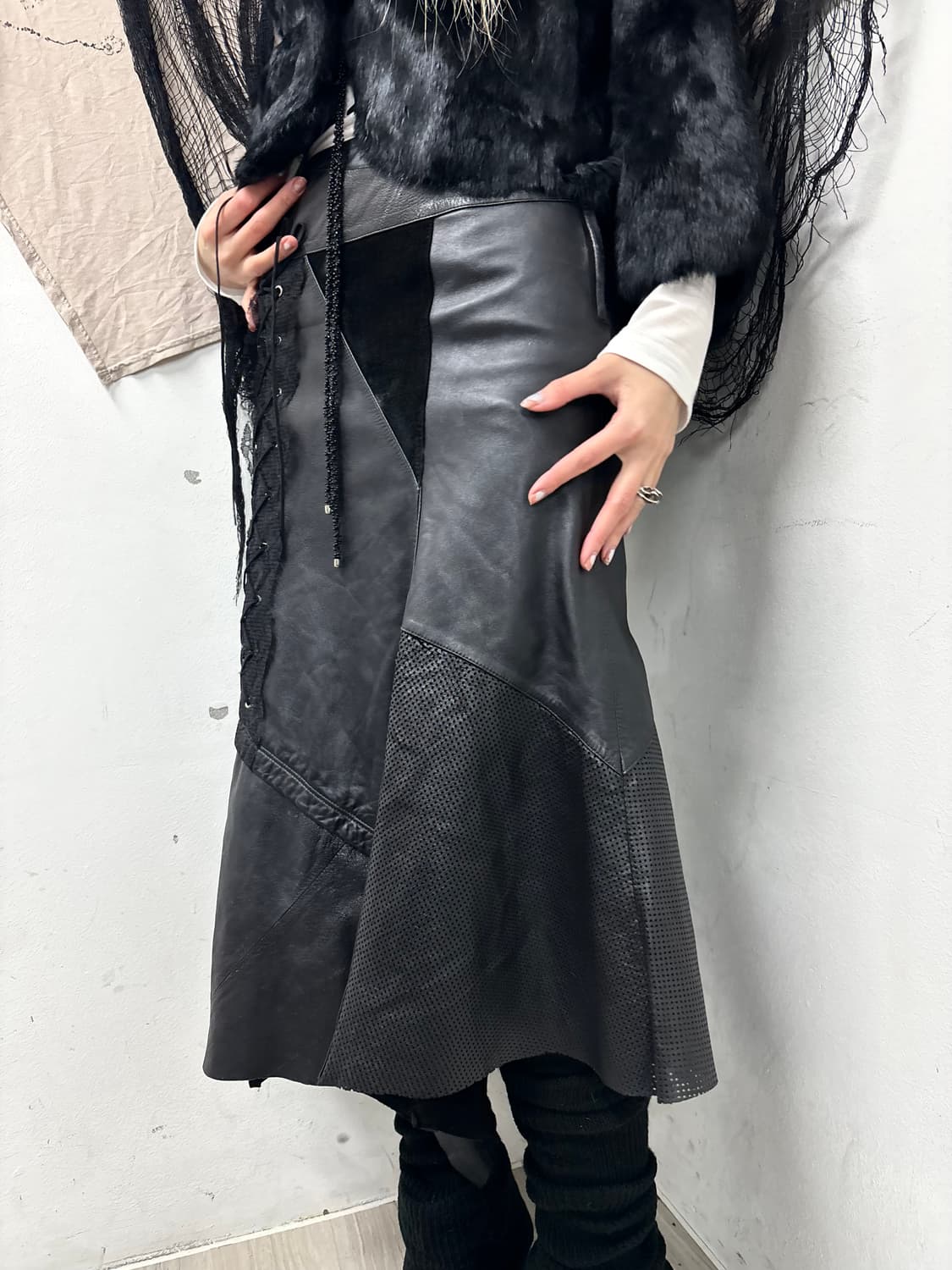 [DOHO] Sheep Leather Lace-Up aesthetic S 상품이미지4