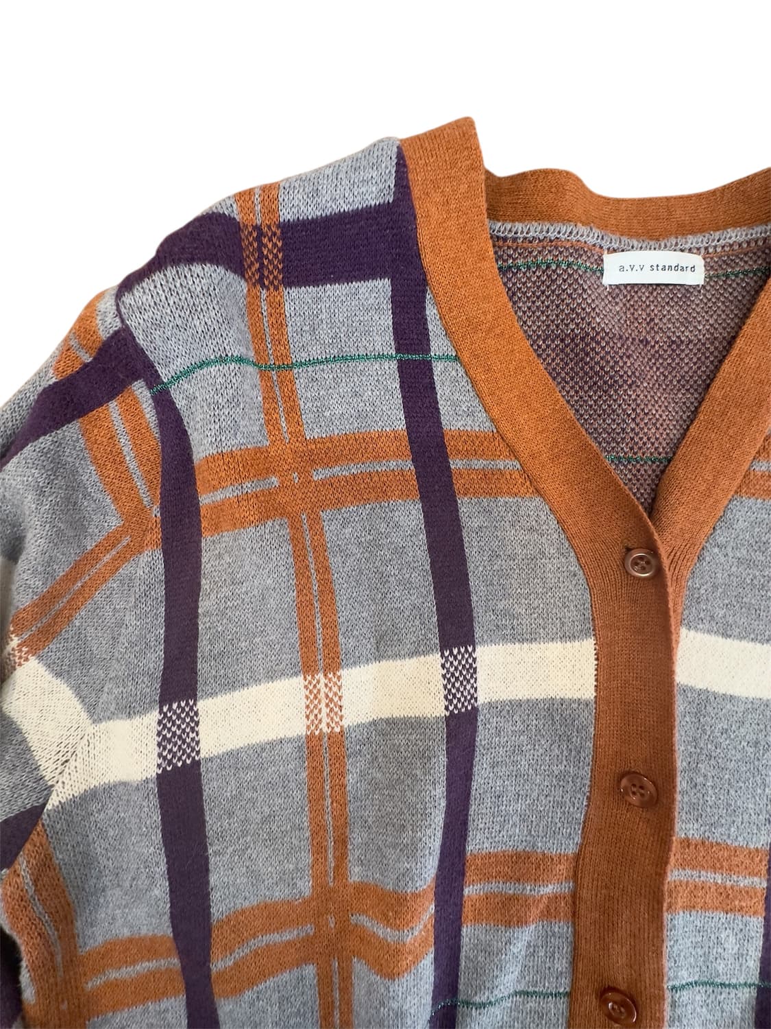 차콜 브라운 체크니트 상품이미지3