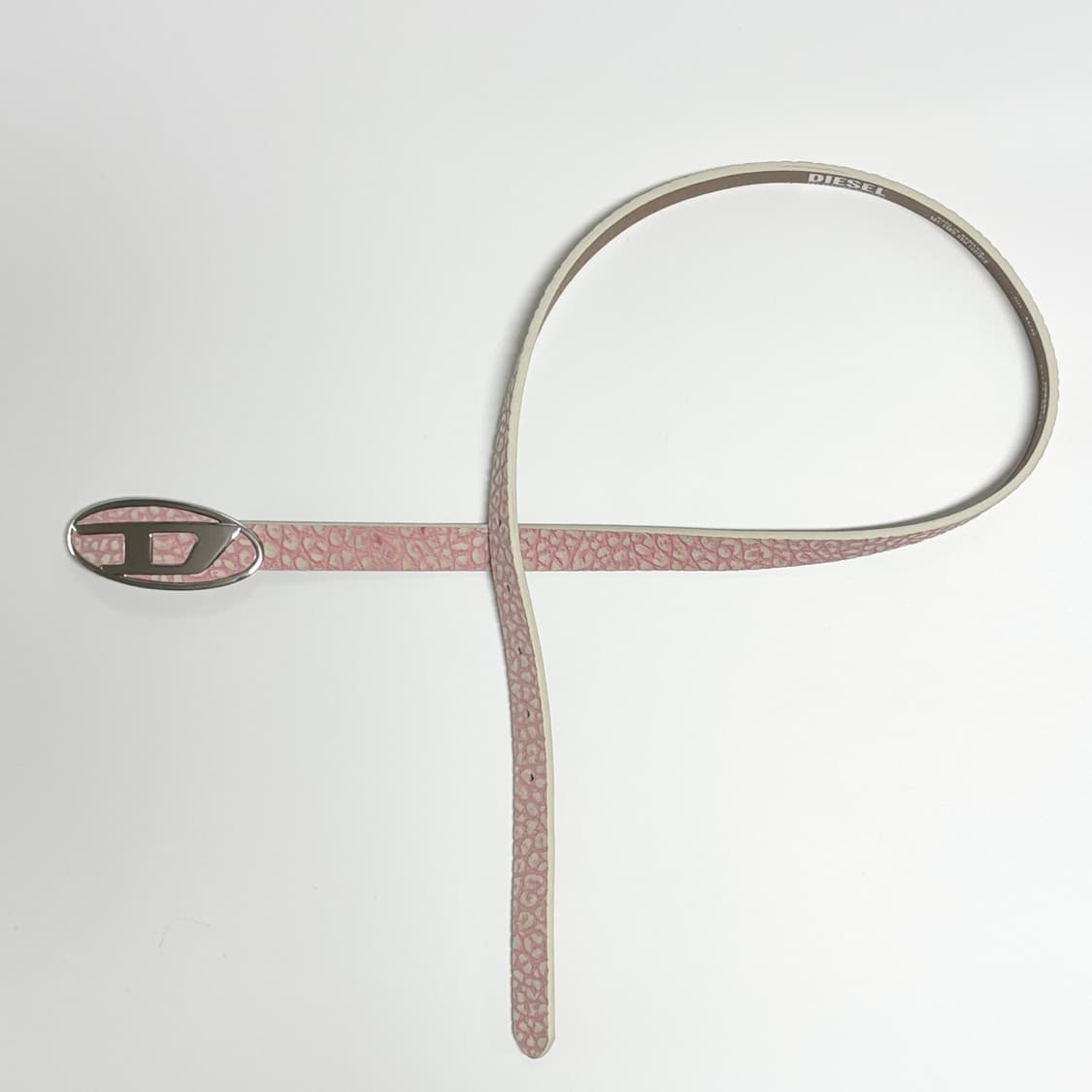 디젤 B-1DR 핑크 레오파드 카프 레더 슬림 벨트 상품이미지6