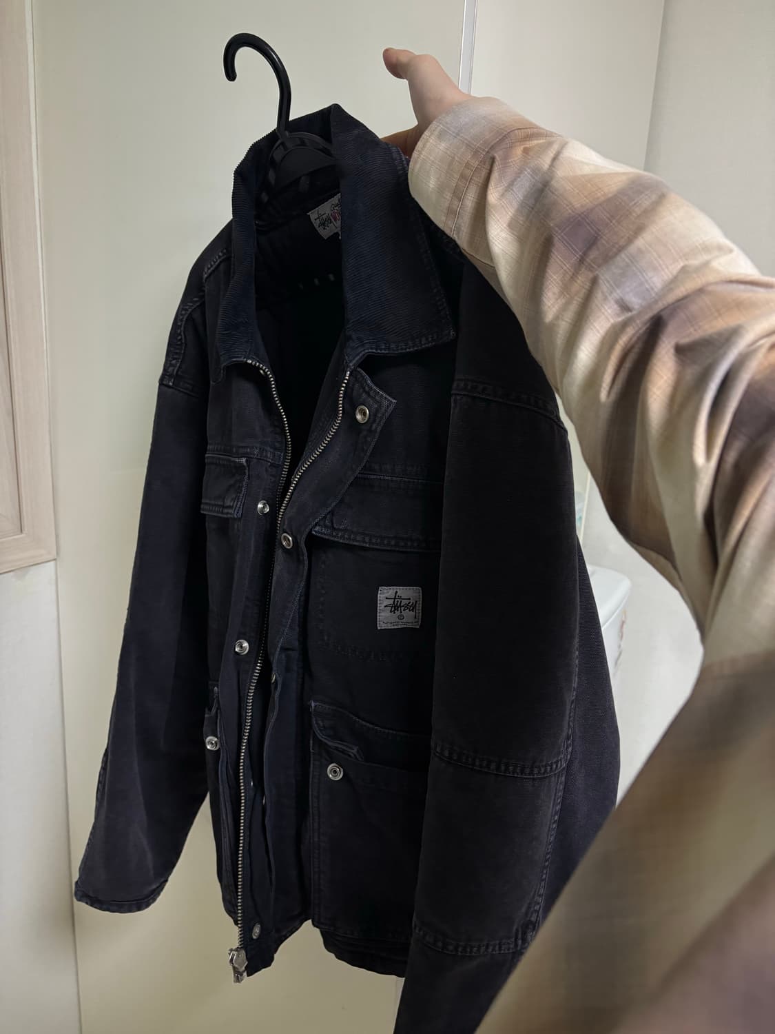 스투시 워시드 캔버스 샵 자켓 블랙 M 상품이미지3