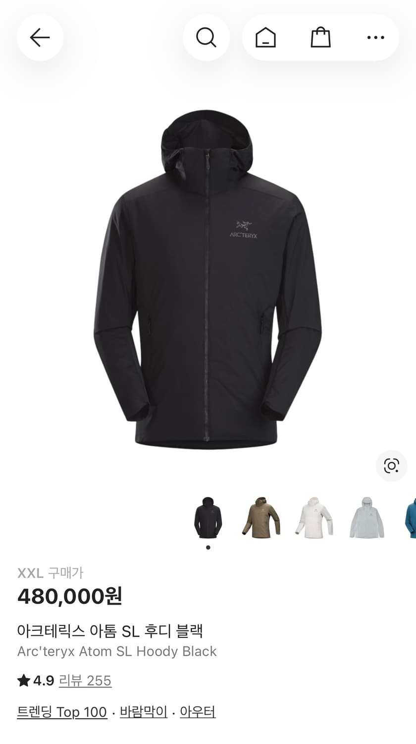 아크테릭스 아톰 SL 후디 블랙 상품이미지1