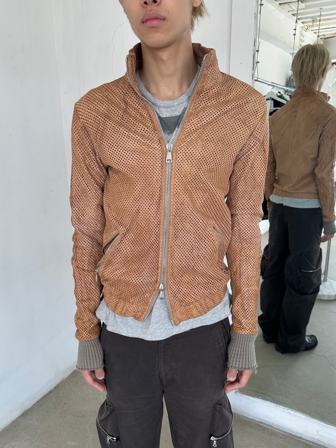 조르지오 브라토 워시드 펀칭 램 레더 자켓 상품이미지2