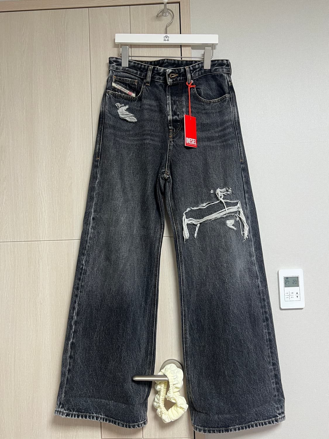 디젤 D SIRE 디스트레스 와이드 데님 팬츠 25 상품이미지1